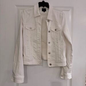 Justusa White Denim cotton Distressed Jacket womens size small